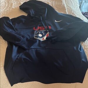 Nike Navy Blue USA Pullover Hoodie with Red & White Logo